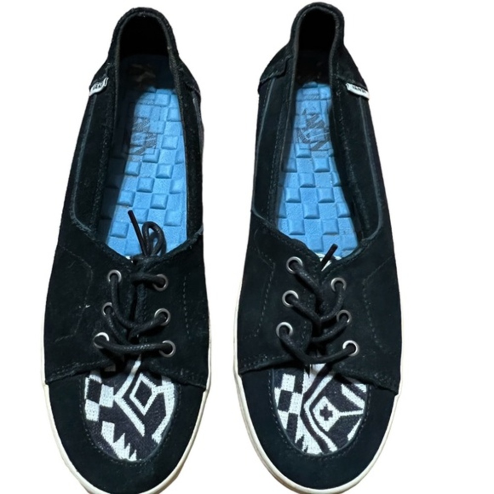 Vans Off The Wall Black Lace Up Shoes Aztec Print Women's Size 8